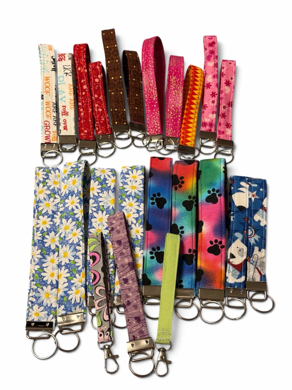 Choose 1 Assorted Fabric Wristlet Keychain Hand Crafted